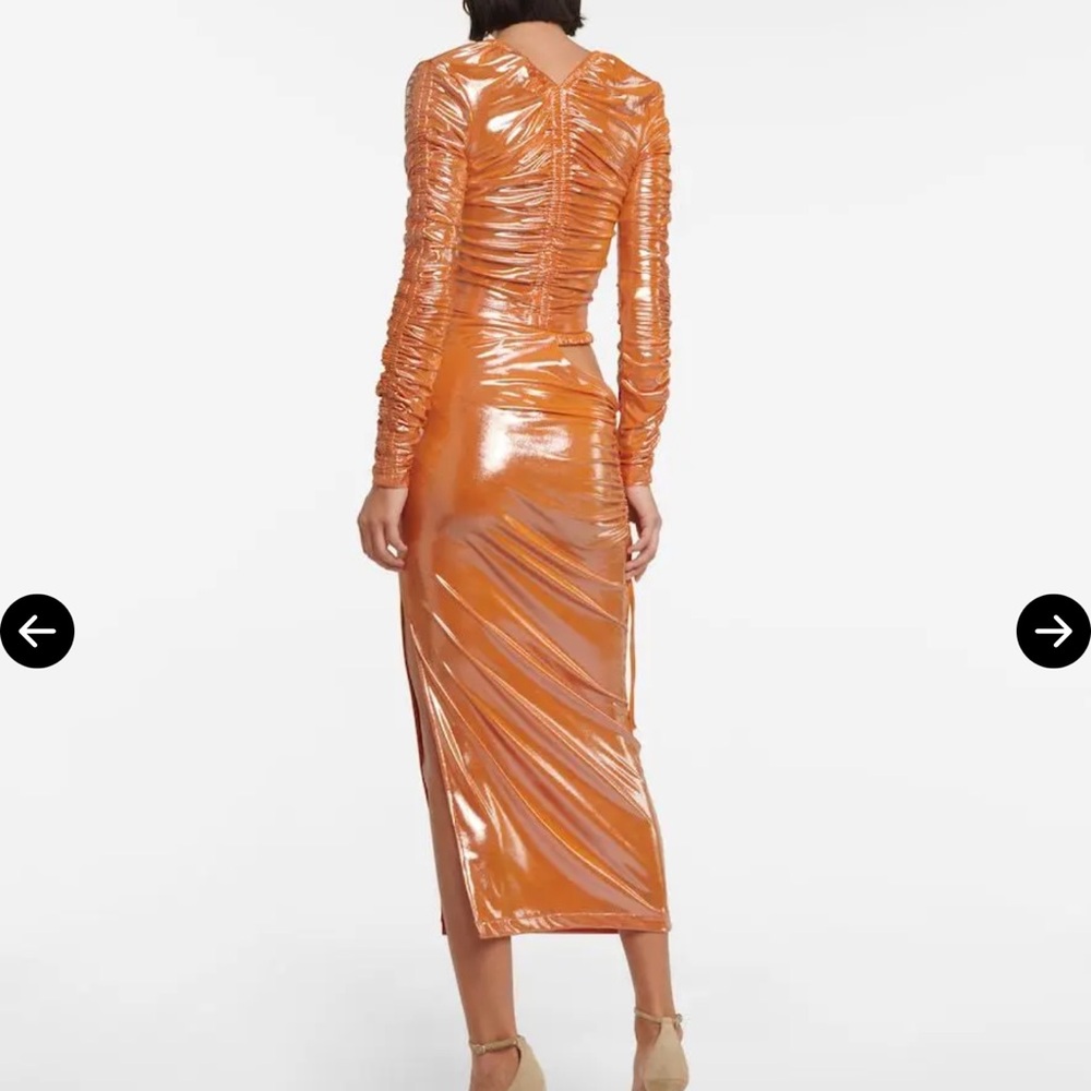ROTATE Shimmering Orange Ruched Top - Picture 3 of 8